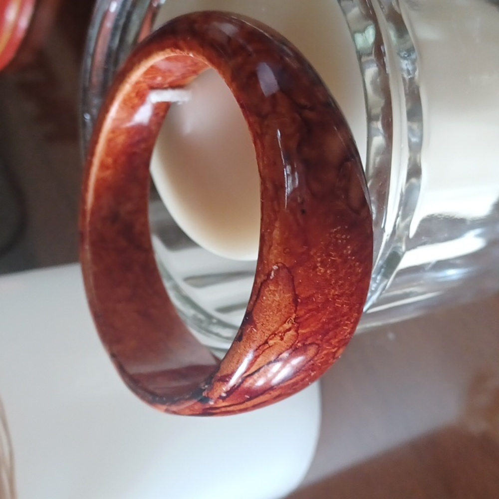 Set of Three Unique Chunky Bangles Two Graphic & One Pearlescent Vintage Retro - Picture 7 of 13